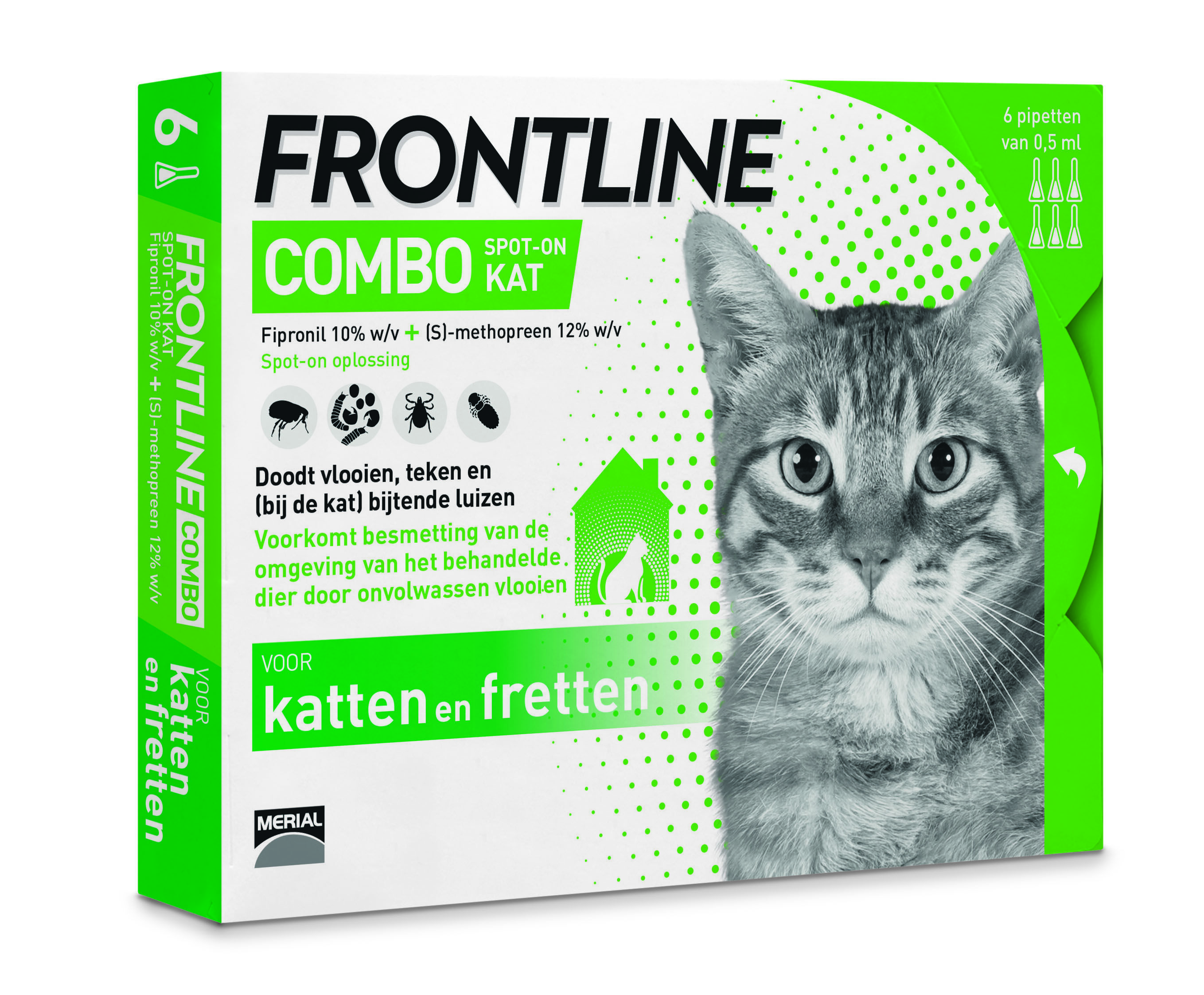 Frontline Combo kat - Vlooien & Tekenmiddel - 6 pipetten - 11.00 cm - 14.80 cm - 1.80 cm