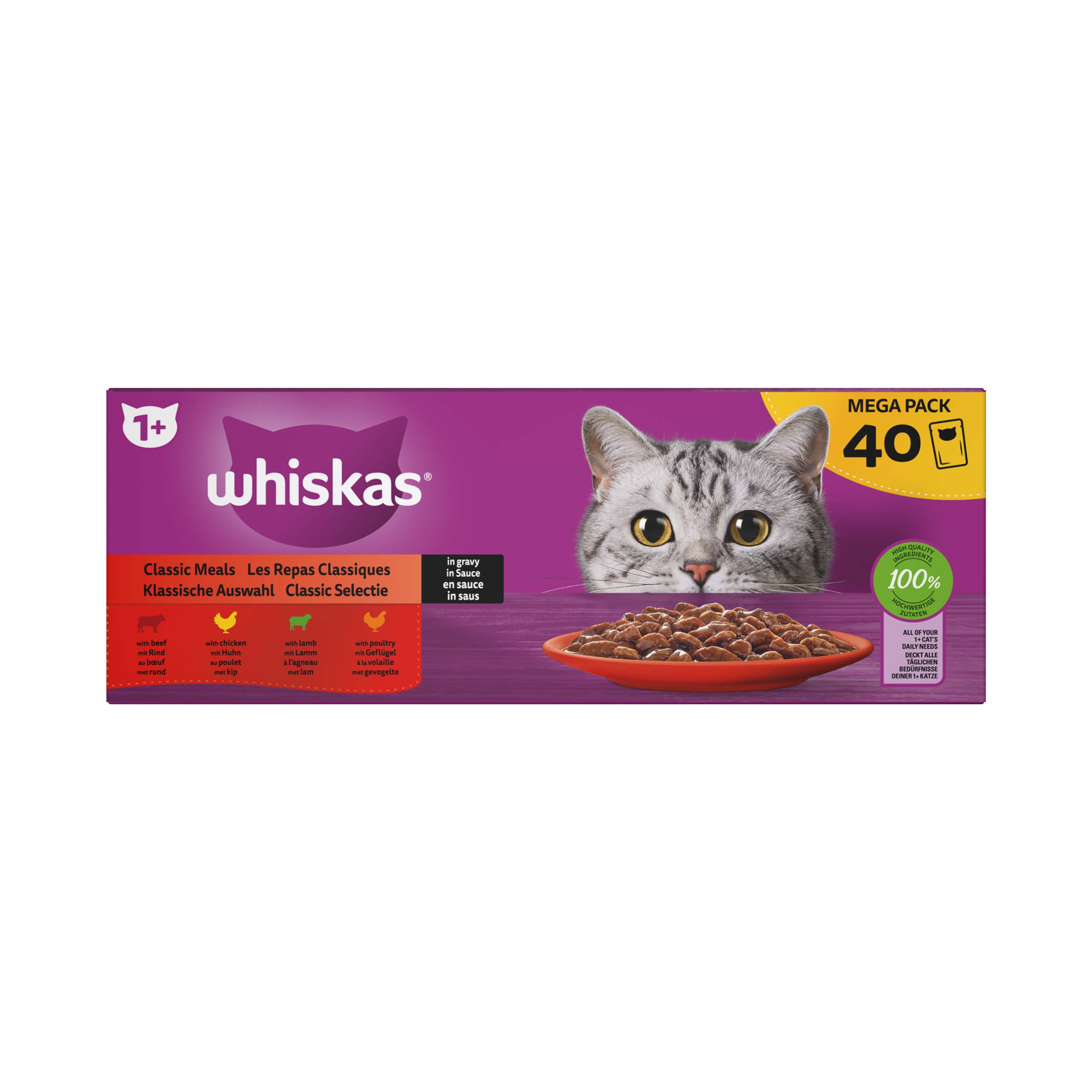 Whiskas  1+ Classic Selectie - Kattenvoer - 40x85 gram - 3400.00 - saus