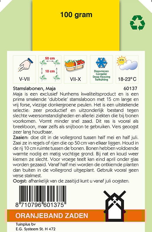 Oranjeband zaden Stamslabonen Molly - Groentezaden - 100