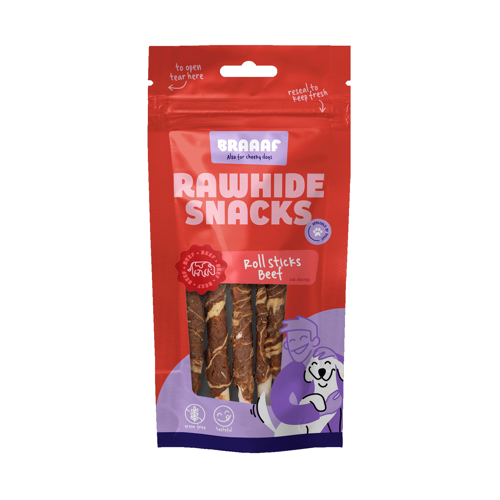 Braaaf Rollsticks - Hondensnack - 17.00 cm - 10.50 cm - vis, rund - 12.00 cm - 12.00 cm