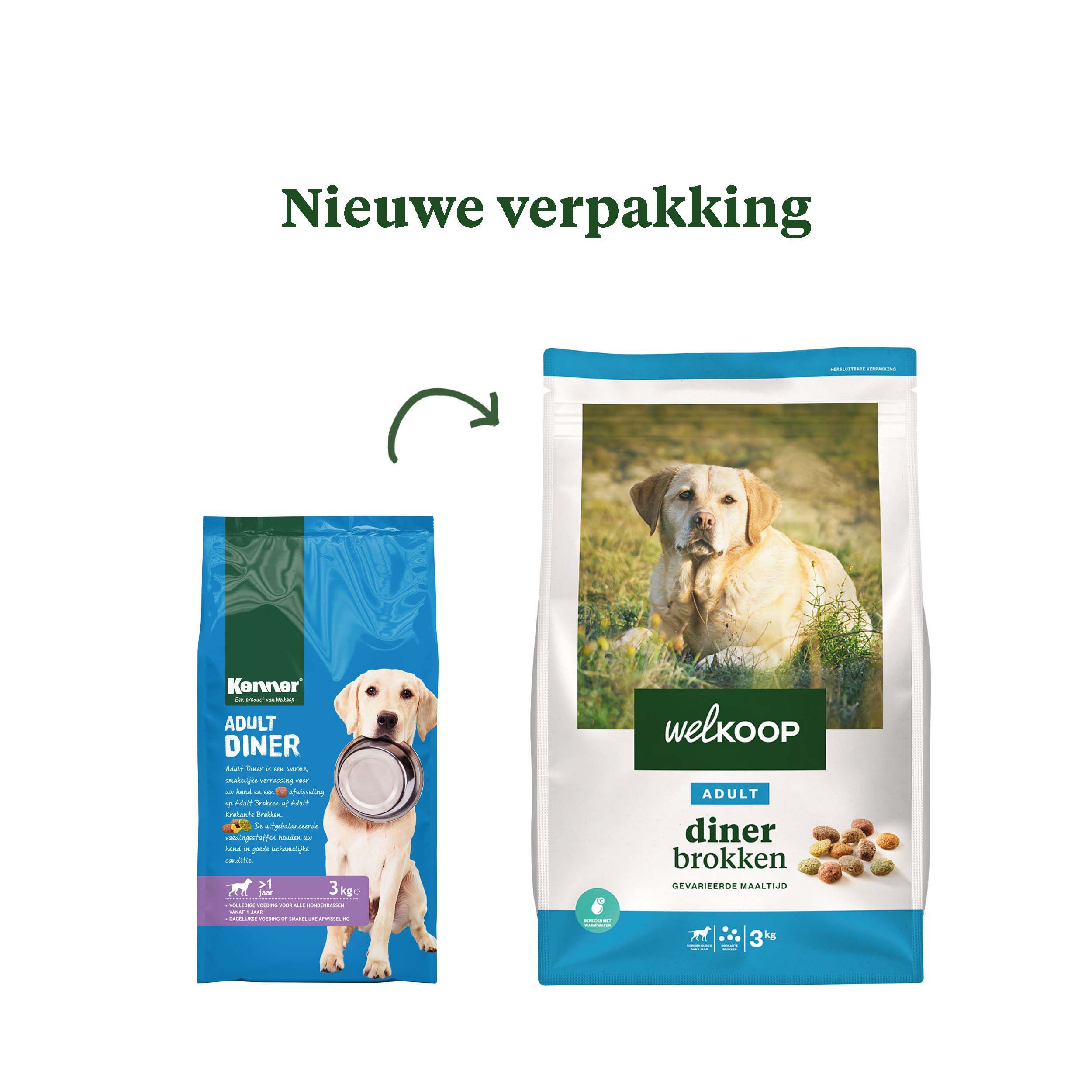 Welkoop Adult Diner brokken - Hondenvoer - 3.00 - rund, gevogelte