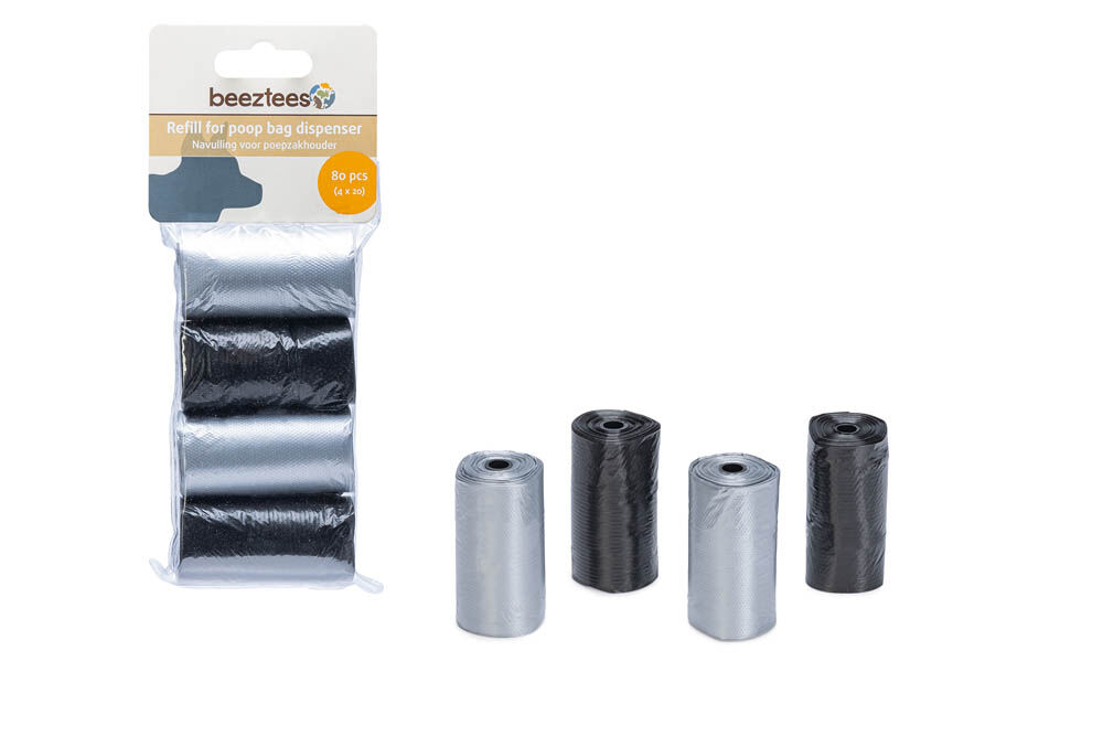 Beeztees Navulling - Poepzakjes - 80 - Zwart Grijs