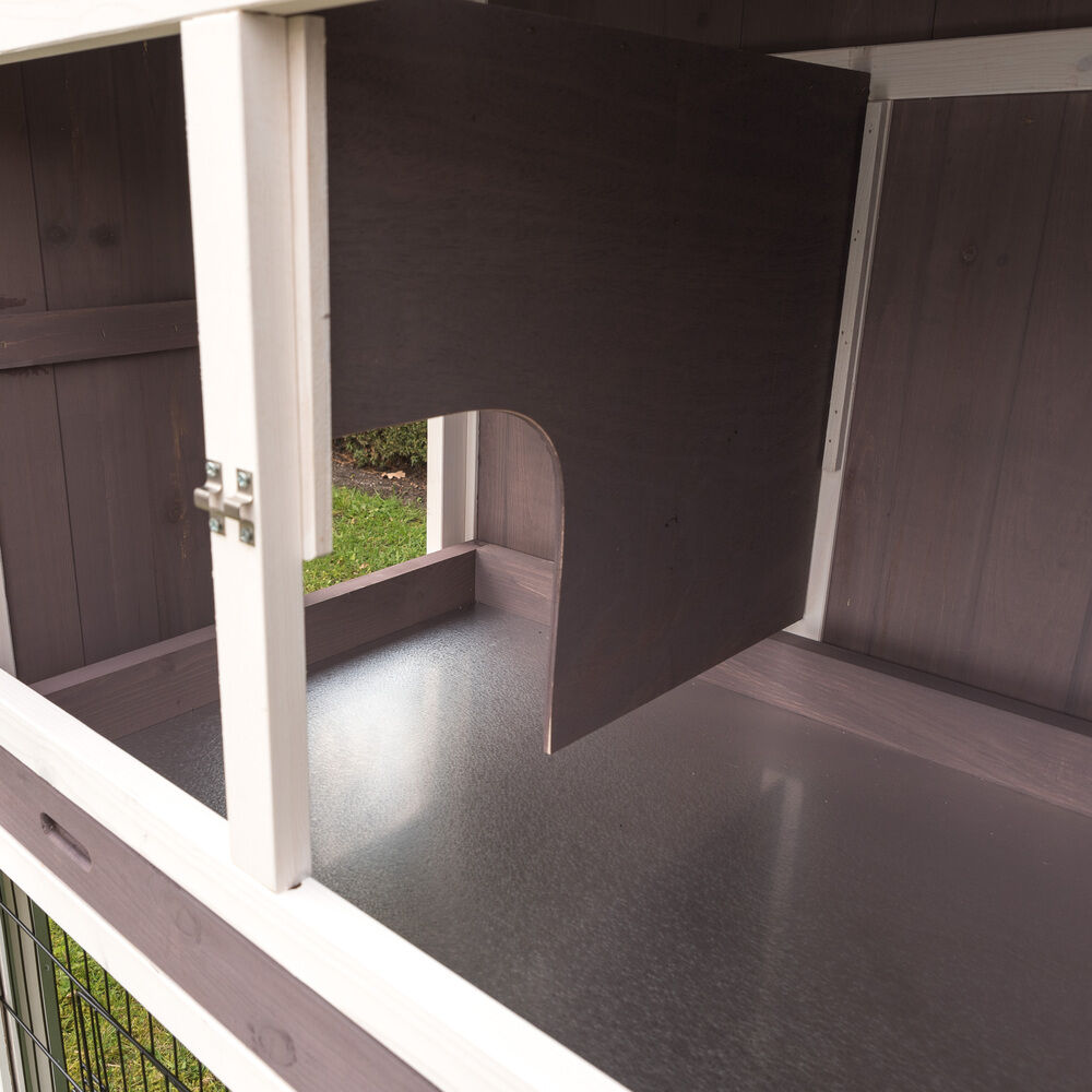 Konijnenhok Amalie - Whitewash/grijs - 88x70x118 cm