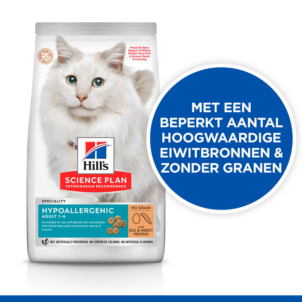 Hill's Hypoallergeen Adult - Kattenvoer - Ei en insect eiwitten - 1,5 kg