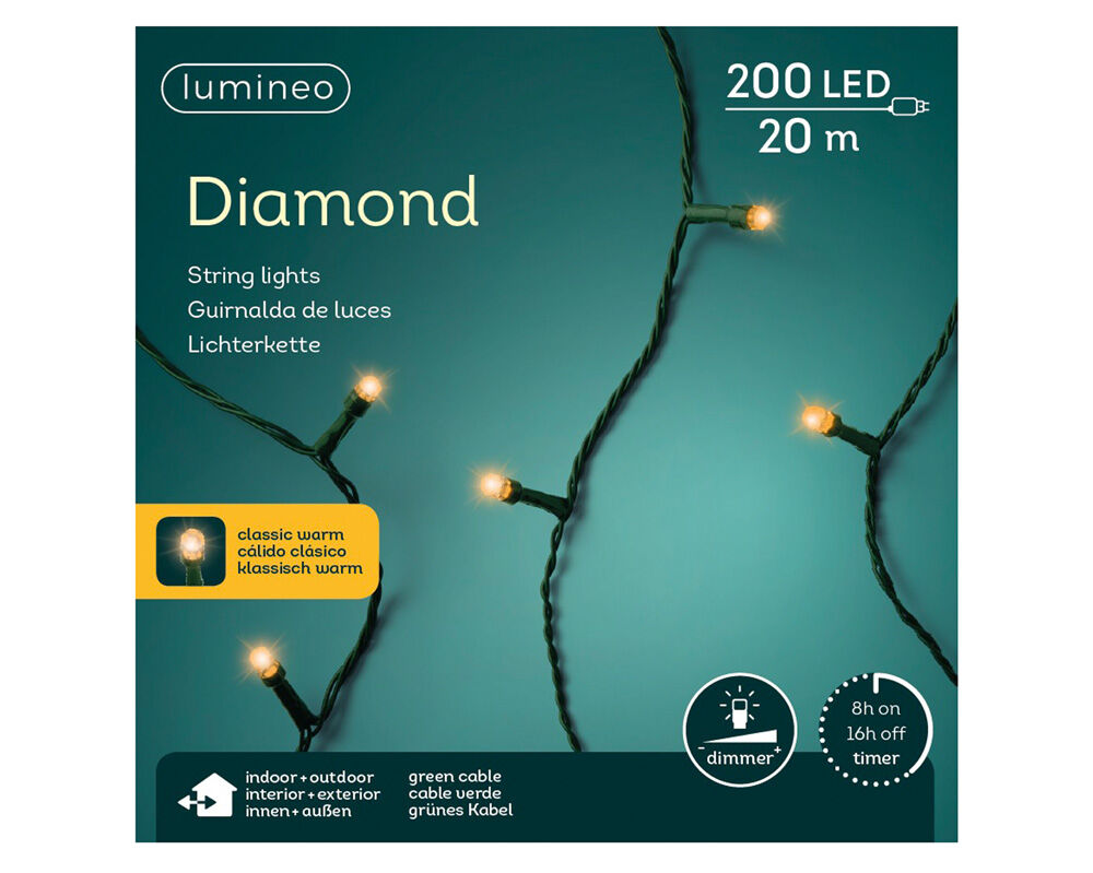 Lumineo - Diamantverlichting - 200 lampjes - Klassiek warm wit