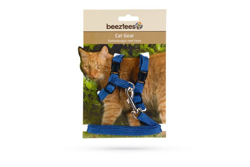 BEEZTEES - Kattentuigje - Blauw - 10 mm - 100 cm BEEZTEES - Kattentuigje - Blauw - 10 mm - 100 cm