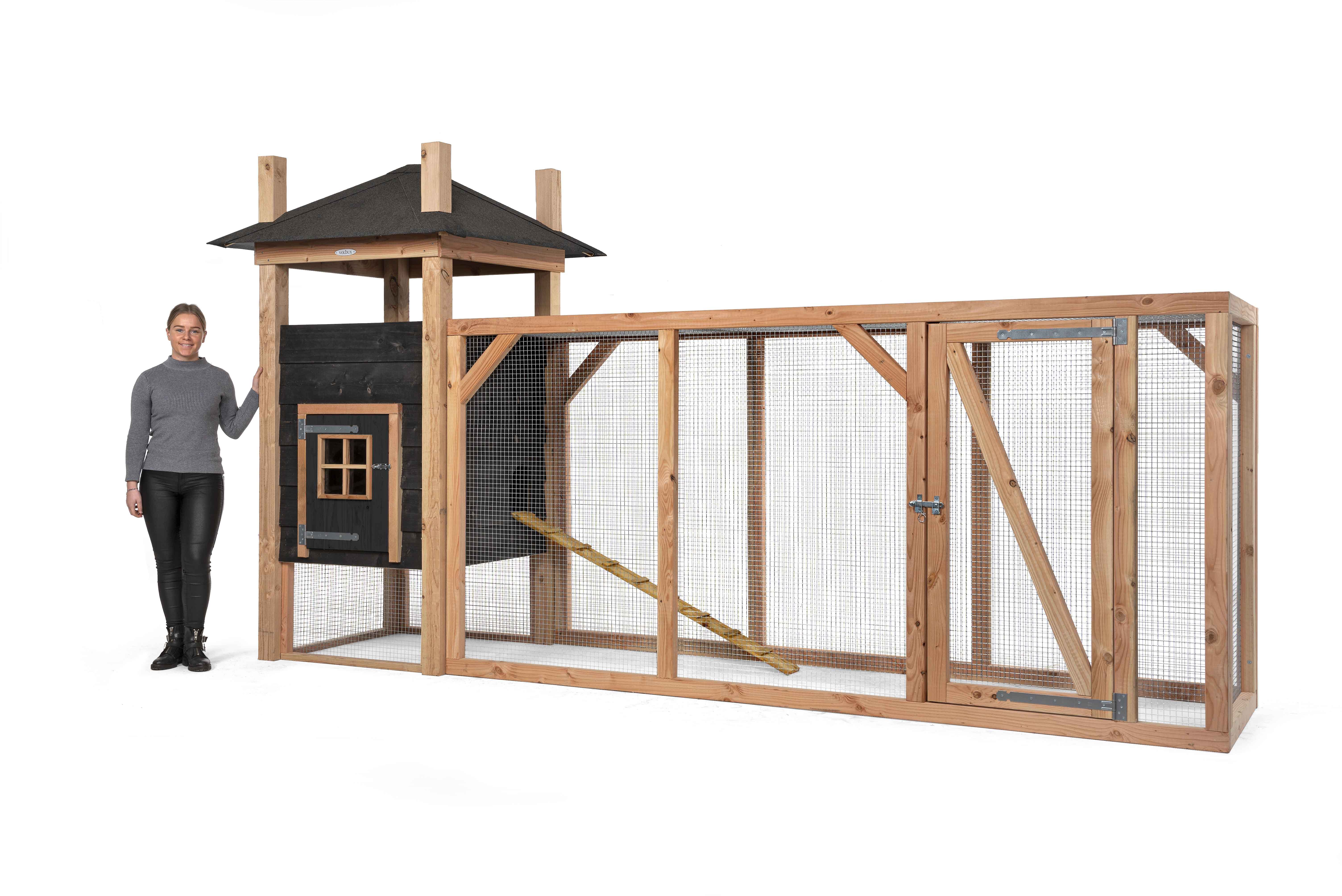Voldux Hooiberg Bert XL - Kippenhok met ren - 225.00 cm - Zwart - 411.00 cm - 125.00 cm