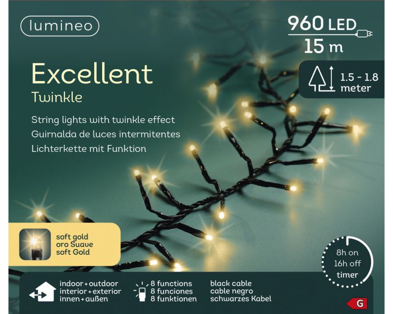 Lumineo LED - Clusterverlichting - 960 - 17.5 cm - Warm wit