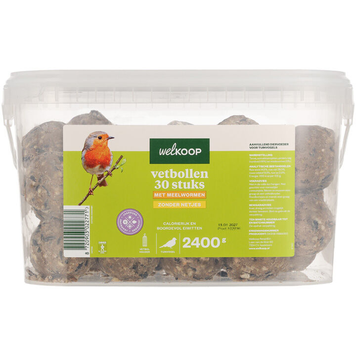 Welkoop - Vetbollen - zonder netje - Tuinvogelvoer - 30 - Meelworm Welkoop - Vetbollen - zonder netje - Tuinvogelvoer - 30 - Meelworm