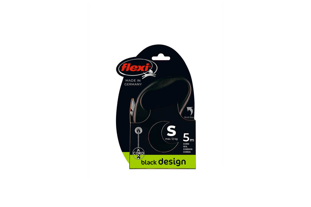 Flexi Black Design - Koord - Rollijn - Hondenriem - zwart - S - 500 cm