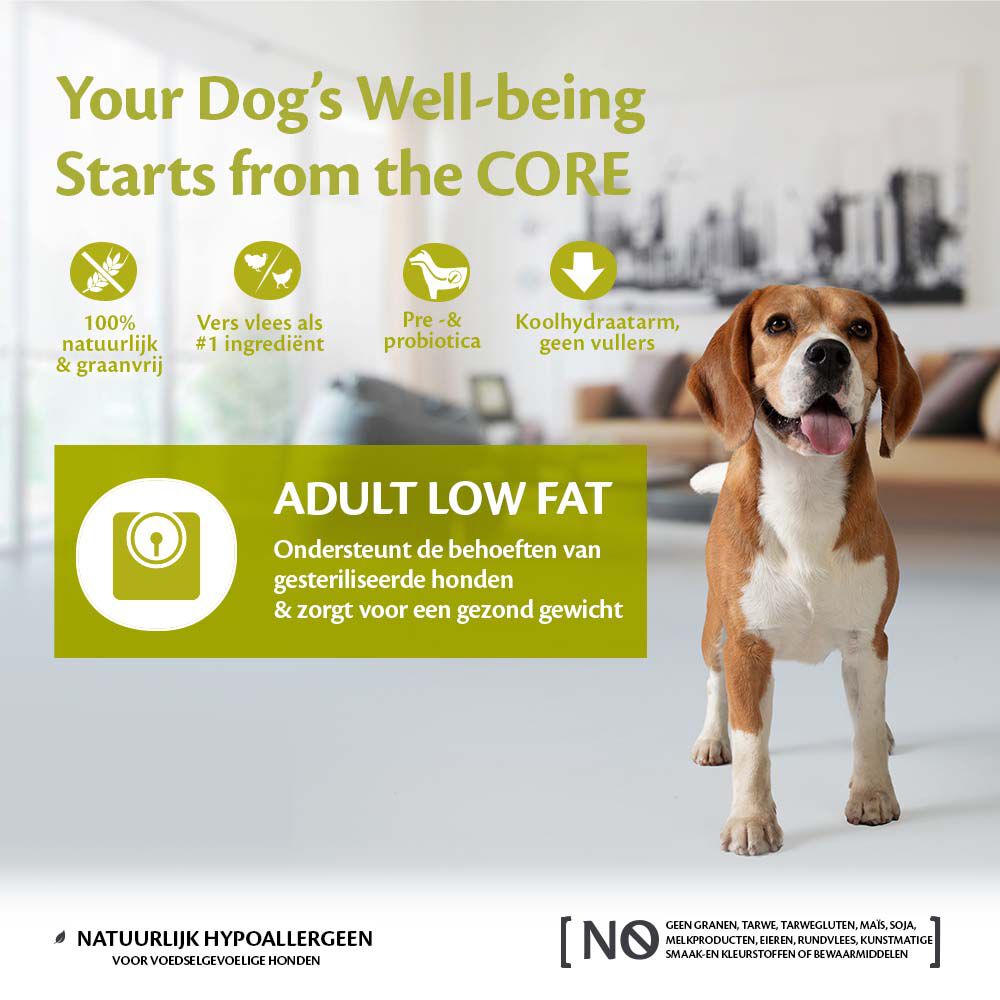 Wellness CORE Adult Low Fat Medium-Large- Breed - Hondenvoer - Kalkoen - 1,8 kg