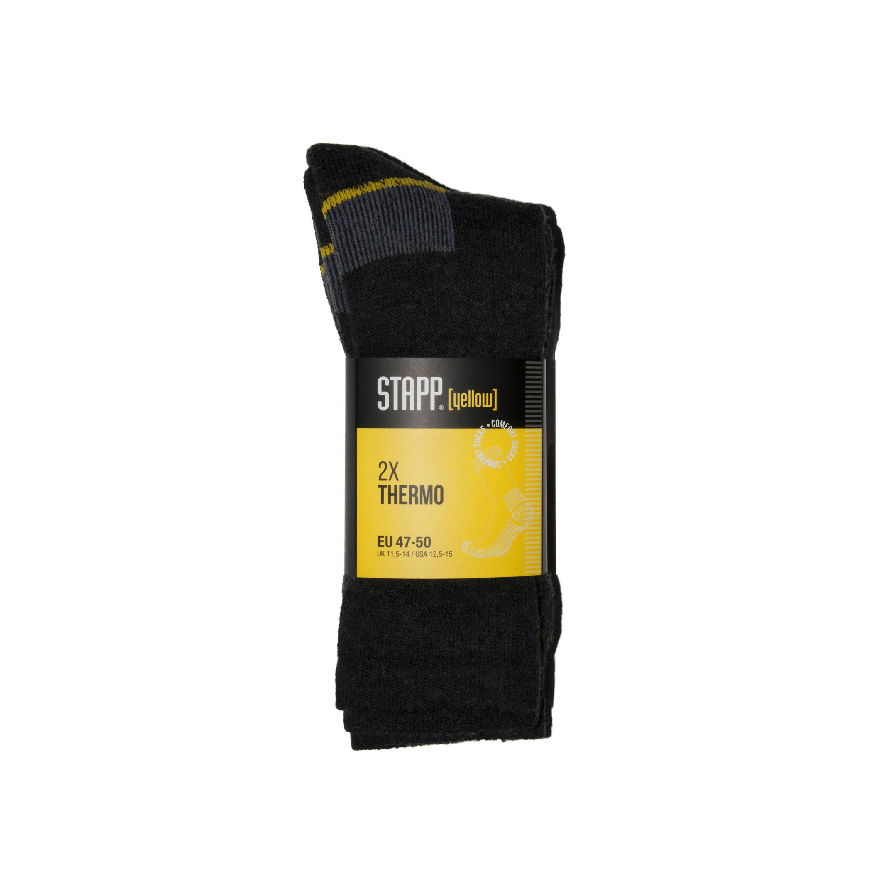 Stapp Yellow Thermo - Thermosokken - 2-pack - Antraciet - 39-42