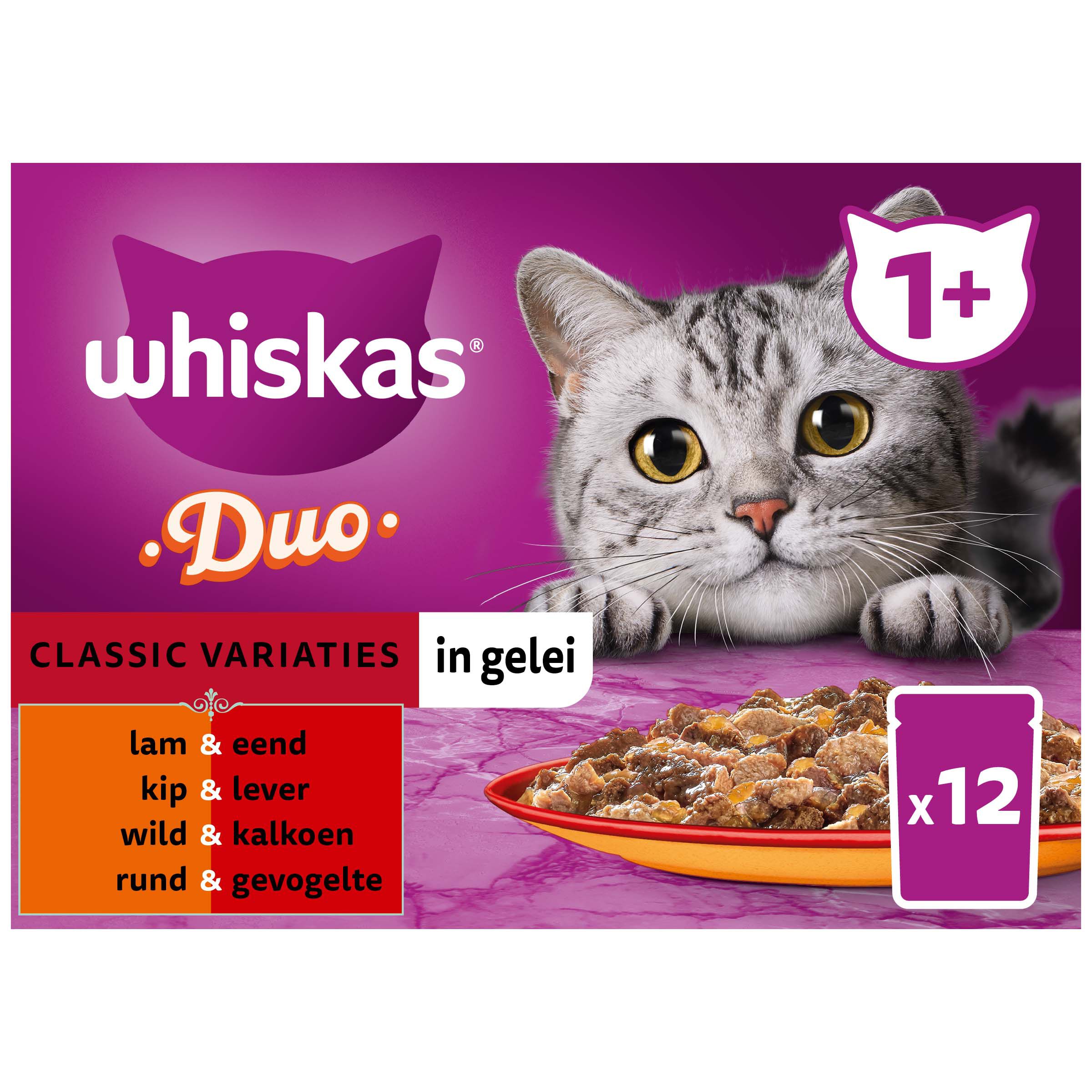 Whiskas  1+ Classic Selectie - Kattenvoer - 12x85 gram - 1020 - gelei