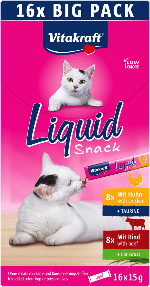 Vitakraft Liquid Snack Multipack - Kattensnack - 16x15 gram - 85 - kip, rund Vitakraft Liquid Snack Multipack - Kattensnack - 16x15 gram - 85 - kip, rund