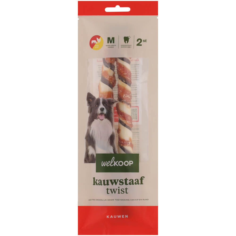 Welkoop - Kauwstaaf Twist - Extra Rund & Kipsmaak - 32.50 cm - 350.00 - 11.00 cm - rund - M - 3.50 cm