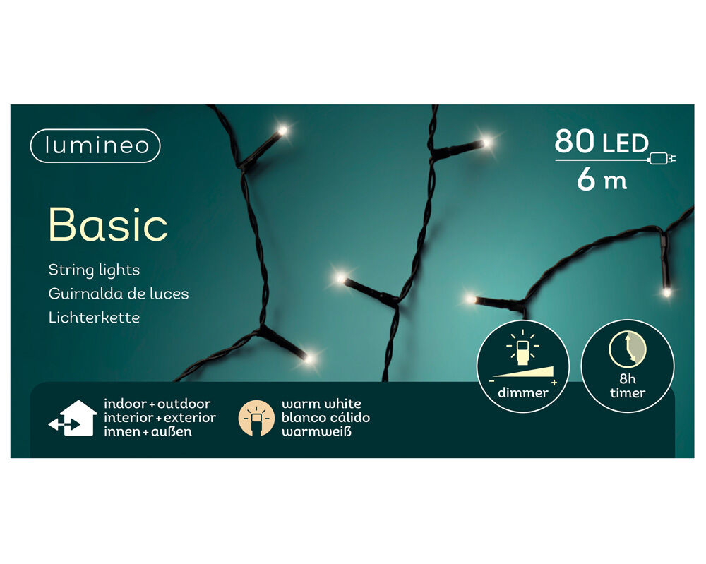 Lumineo Basic - Kerstboomverlichting - 80 lampjes - Warm wit