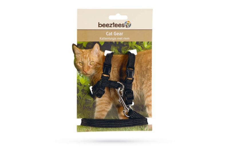 BEEZTEES - Kattentuigje - Zwart - 10 mm - 100 cm BEEZTEES - Kattentuigje - Zwart - 10 mm - 100 cm