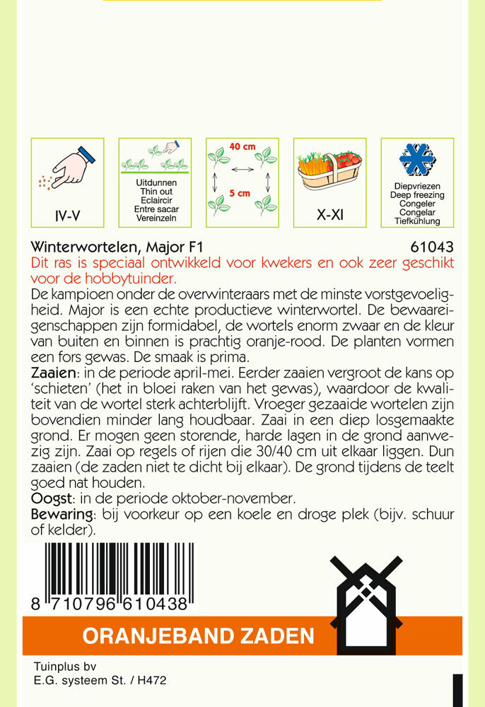 Oranjeband zaden Winterwortelen Elegance F1 - Groentezaden
