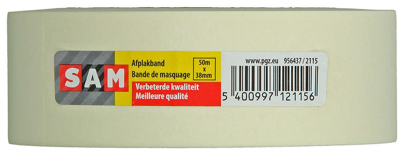 SAM 50m x 38 mm - Afplaktape - Wit - 11x11x3.8 cm - 4.1 cm