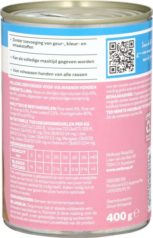 Welkoop Brokken in gelei - Hondenvoer - 400 - lam