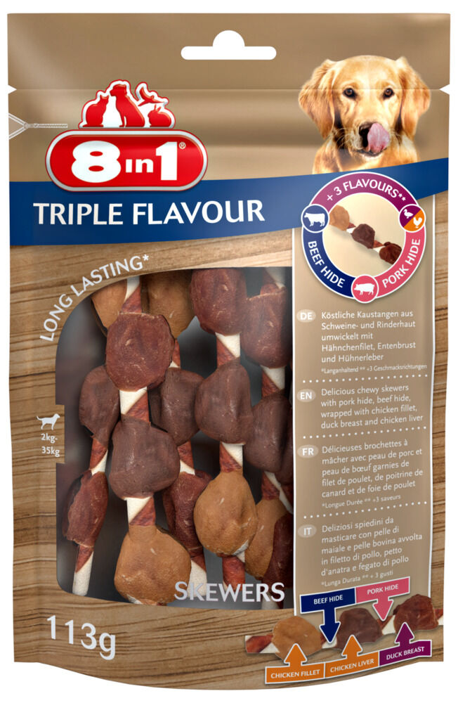 8in1 Triple Flavour Skewers - Hondensnack 8in1 Triple Flavour Skewers - Hondensnack