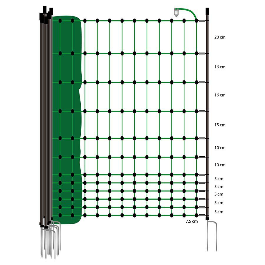 Gallagher Kippennet Dubbele pen - Afrasteringsnetten - 50m - 21.00 cm - 130.00 cm - 5000.00 cm - 21.00 cm