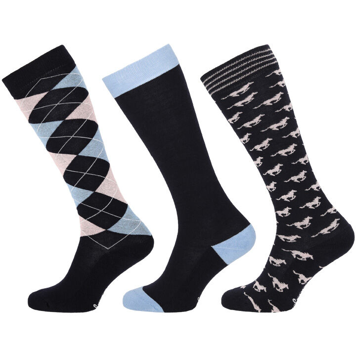 Welkoop 3-pack - Paardrijsokken - Blauw