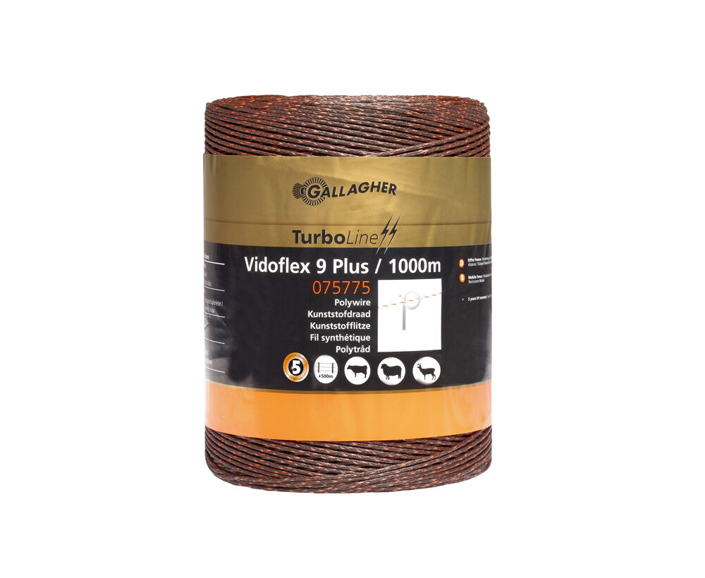 Gallagher Vidoflex 9  Turboline Plus- Schrikdraad - 26.5 cm - 1000 - Terra - 20 cm - 100000 cm