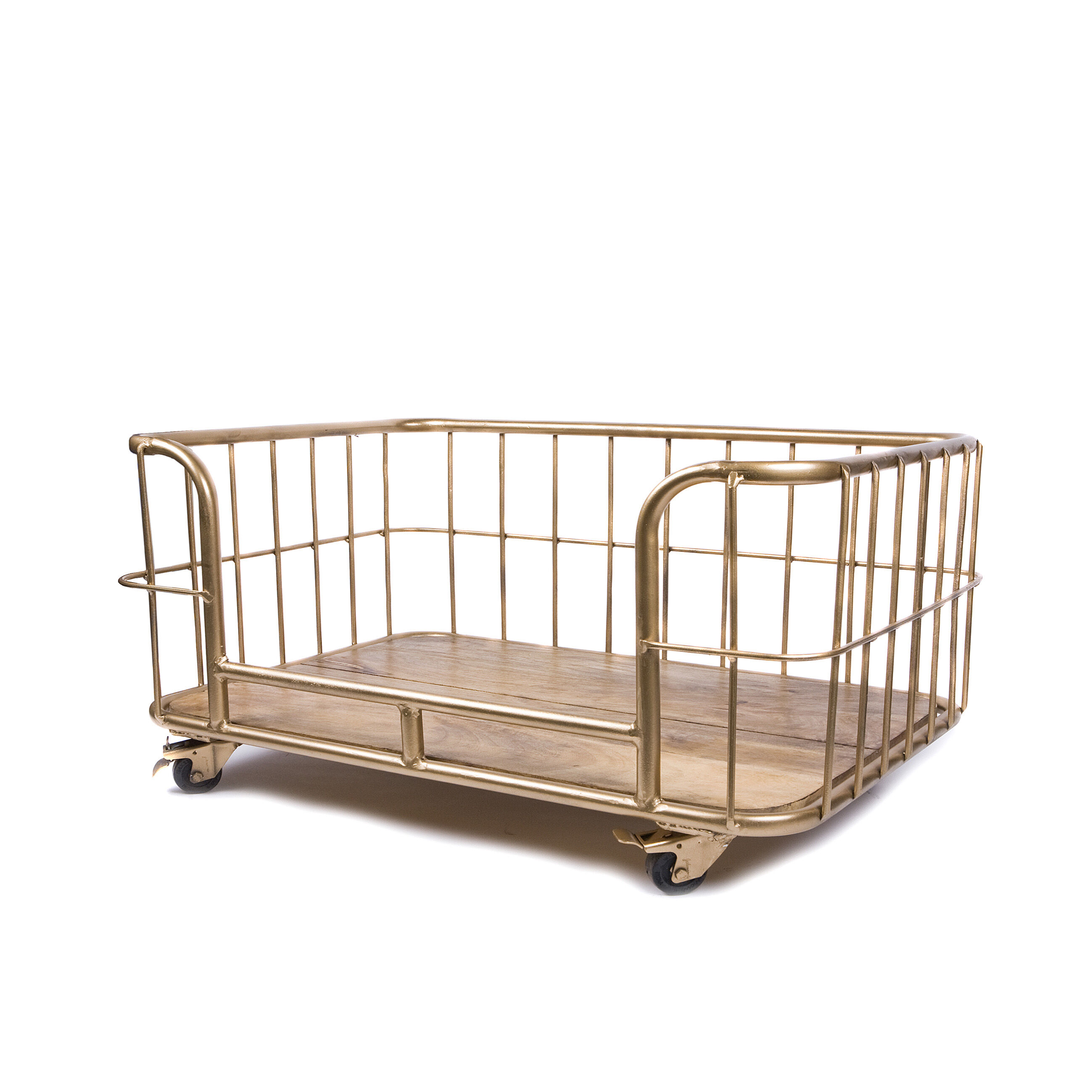 Lex & Max Metal Wire Basket  - Divan - Hondenbench meubel - Goud - 46x90x67 cm