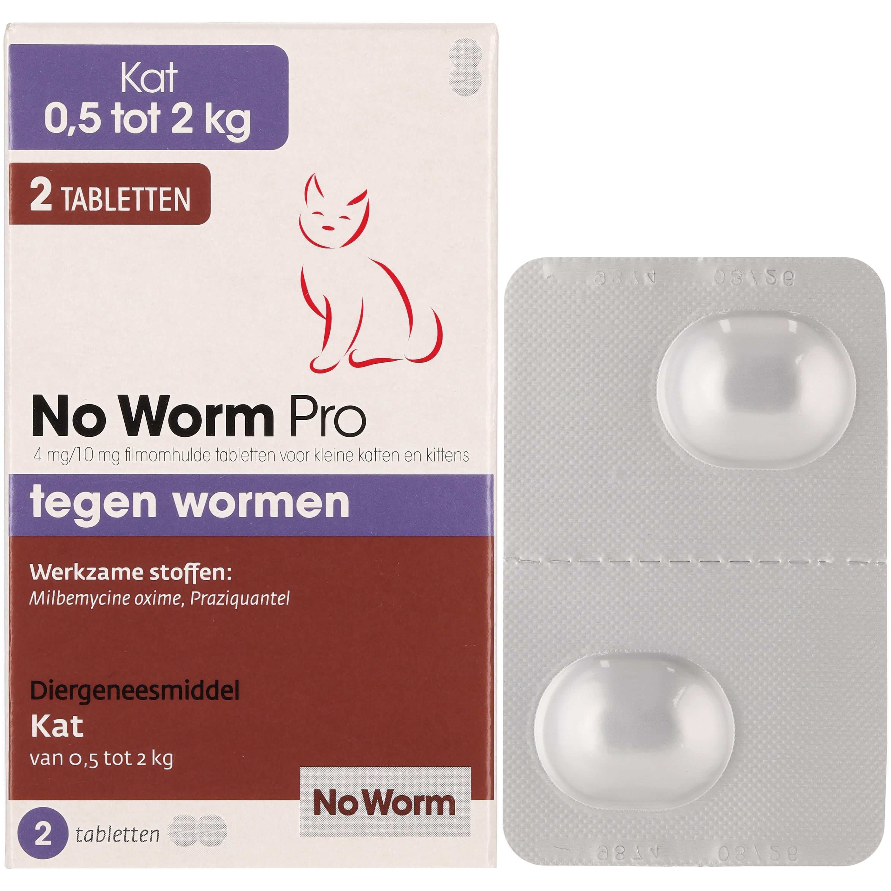 No worm Pro Tabletten - Ontworming Kleine katten en kittens - 2 - S