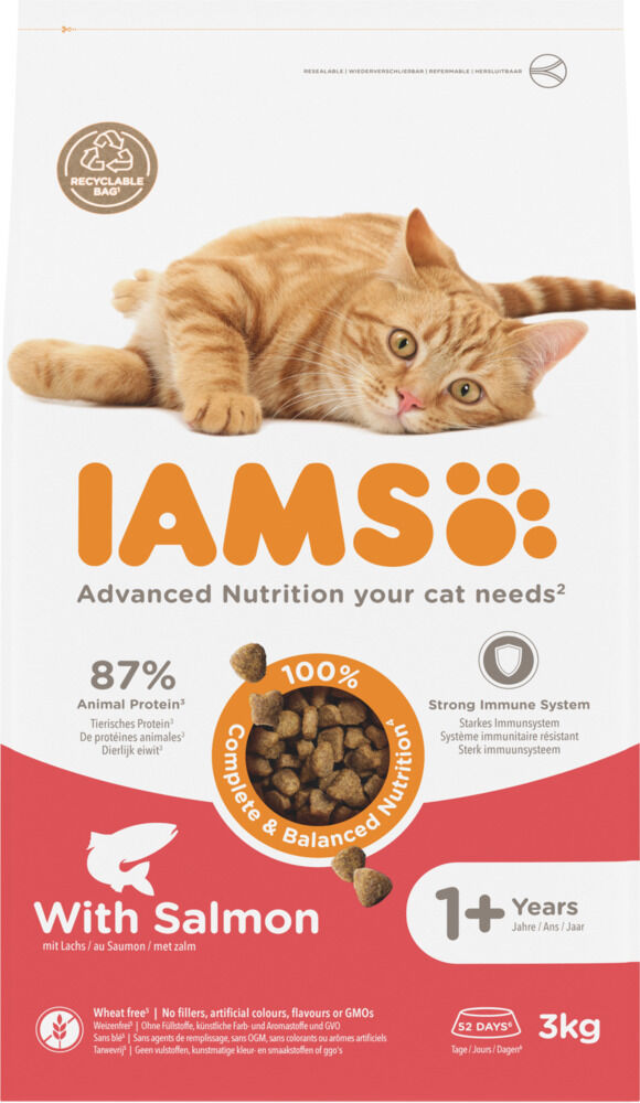 Iams Adult - Kattenvoer - Kip - Zalm - 3 kg
