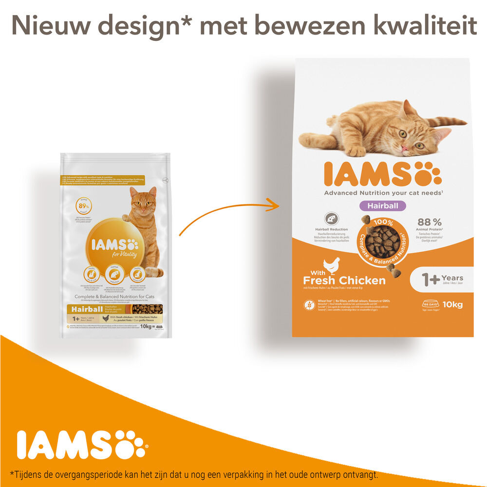 IAMS Adult Hairball Control - Kattenvoer - Kip - Kalkoen - 10 kg