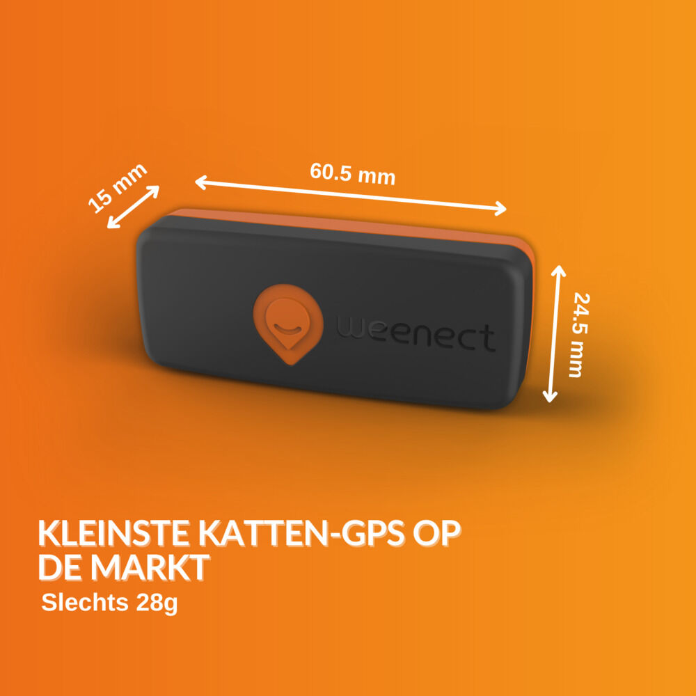 Weenect XS - GPS Tracker Kat - 1.00 cm - Zwart/Oranje - 6.00 cm - 1.00 cm