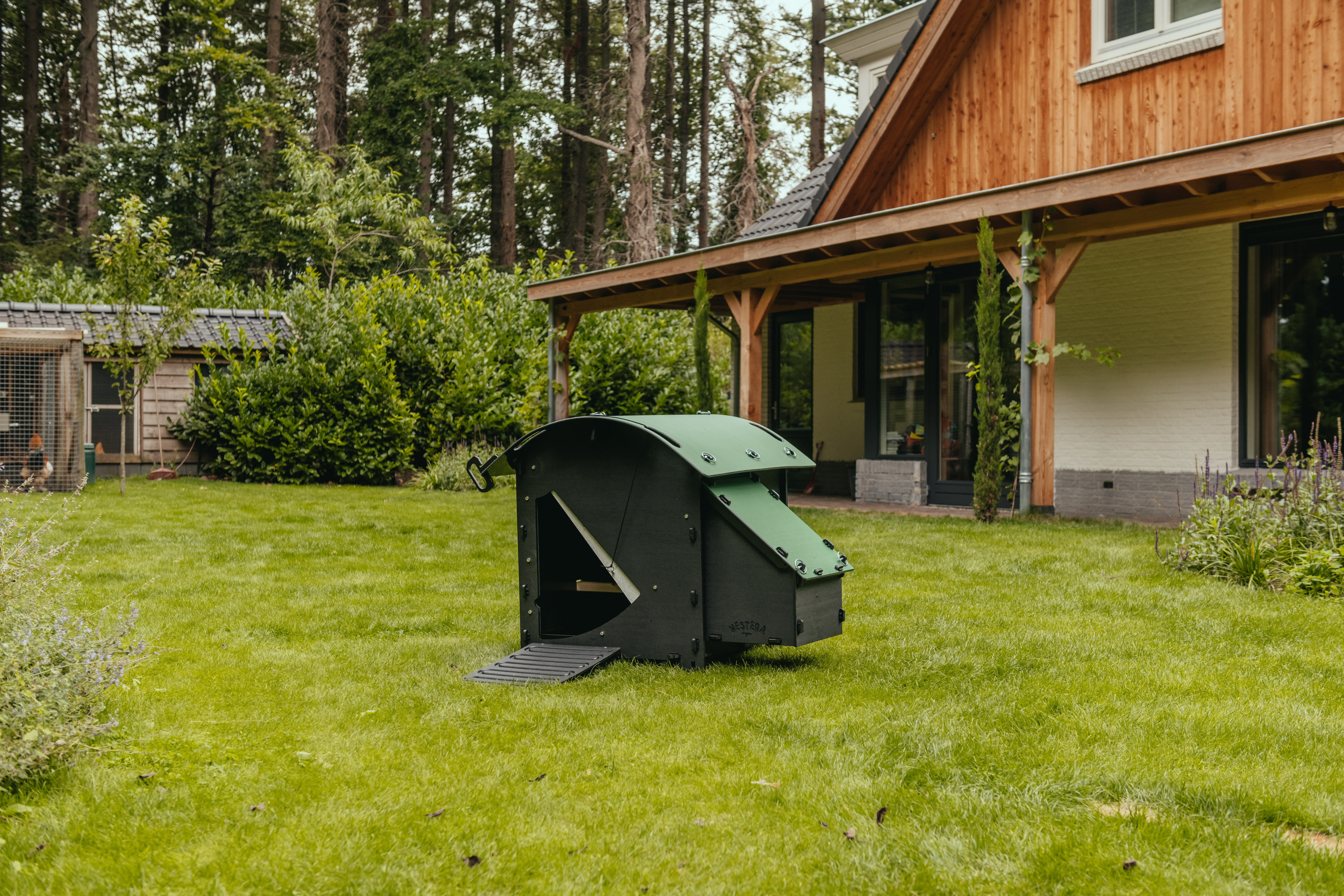 Nestera House - Kippenhok - 4 tot 6 kippen - 78.00 cm - Zwart/Groen - 59.00 cm - M - 80.00 cm