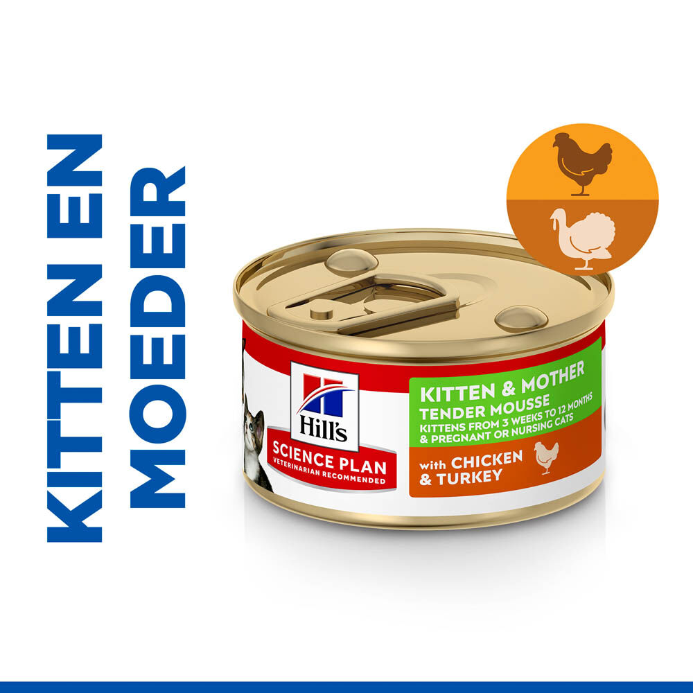 Hill's Kitten Tender Mousse - Kattenvoer - Kalkoen - Kip - 85 gram