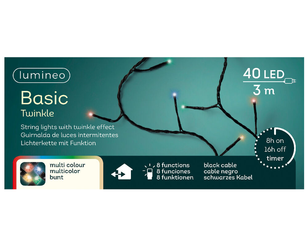 Lumineo Basic Twinkelend - Kerstboomverlichting - 40 lampjes - Multicolor