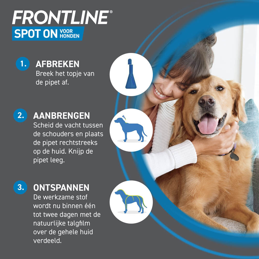 Frontline Spot On L - Anti vlooien en teken Hond - 3 pipetten - 11.00 cm - 14.80 cm - 1.80 cm