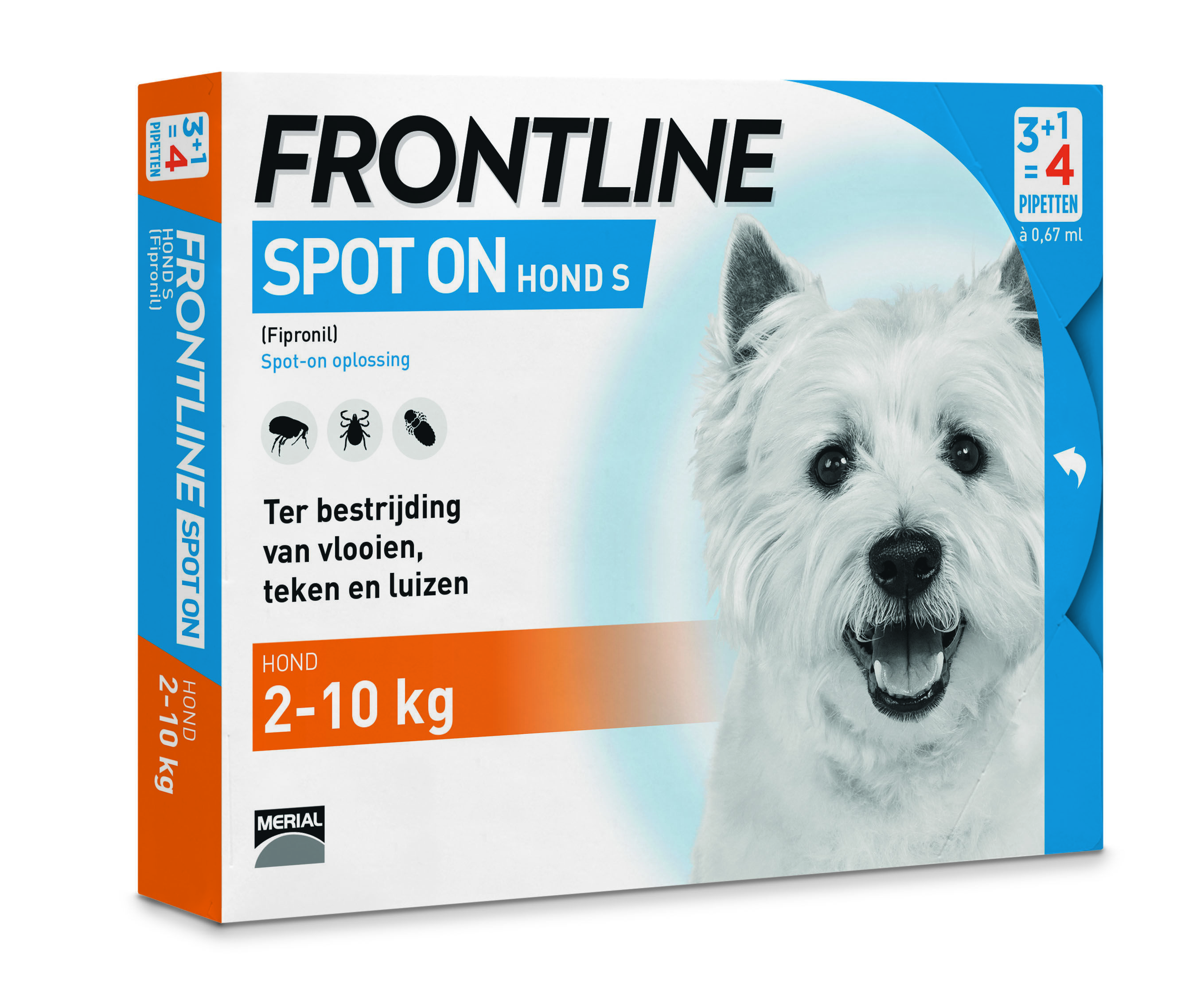 Frontline Spot On - Pipet - Anti vlooien en teken Hond - 4 pipetten - 4 - S