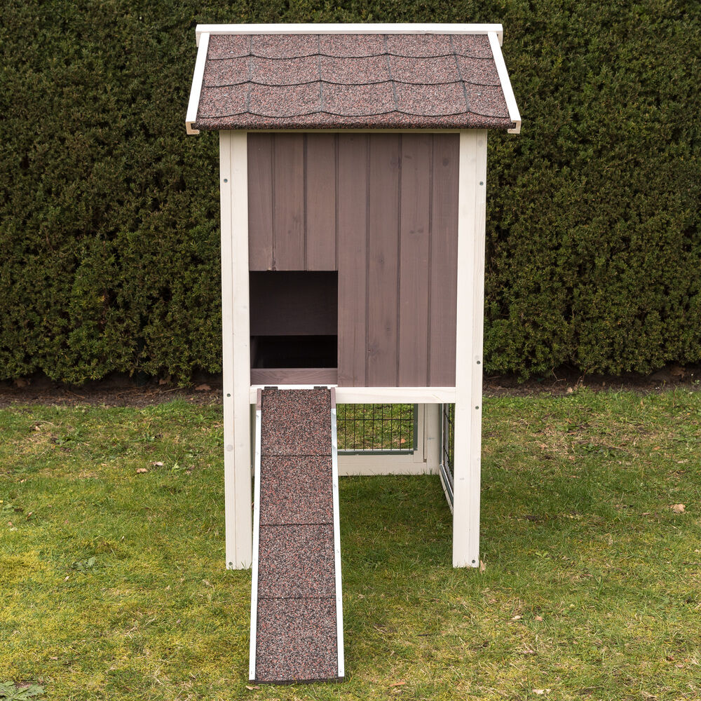 Konijnenhok Amalie - Whitewash/grijs - 88x70x118 cm