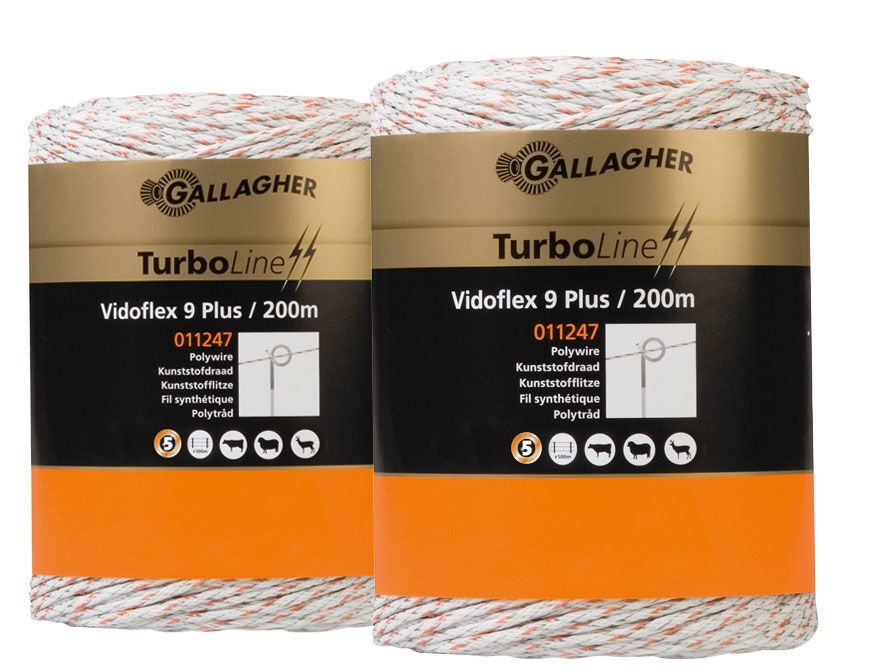 Gallagher Turboline Vidoflex 9 Plus - Schrikdraad - 15.5 cm - 2 - Wit - 25 cm - 40000 cm