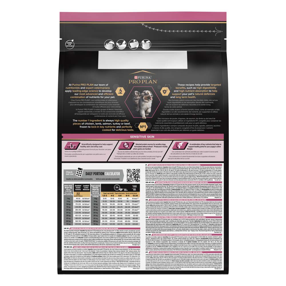 PRO PLAN Sensitive Skin Puppy Medium - Hondenvoer - 3 - zalm