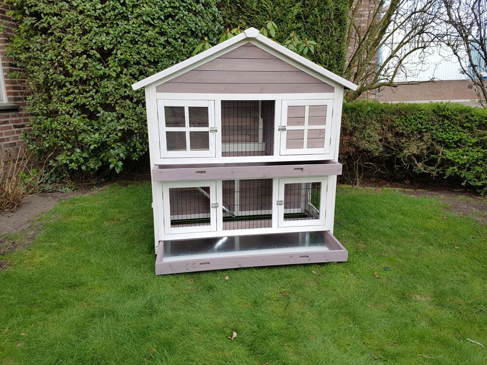 Konijnenhok Sisi - 125x67x133 cm - Grijs - Middel
