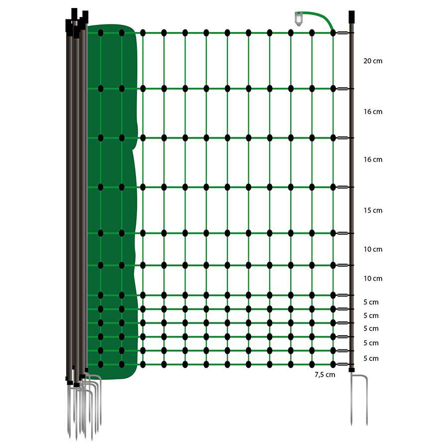 Gallagher Kippennet Enkele Pen - Afrasteringsnetten - 21.00 cm - 130.00 cm - 2500.00 cm - 2500.00 cm - 21.00 cm
