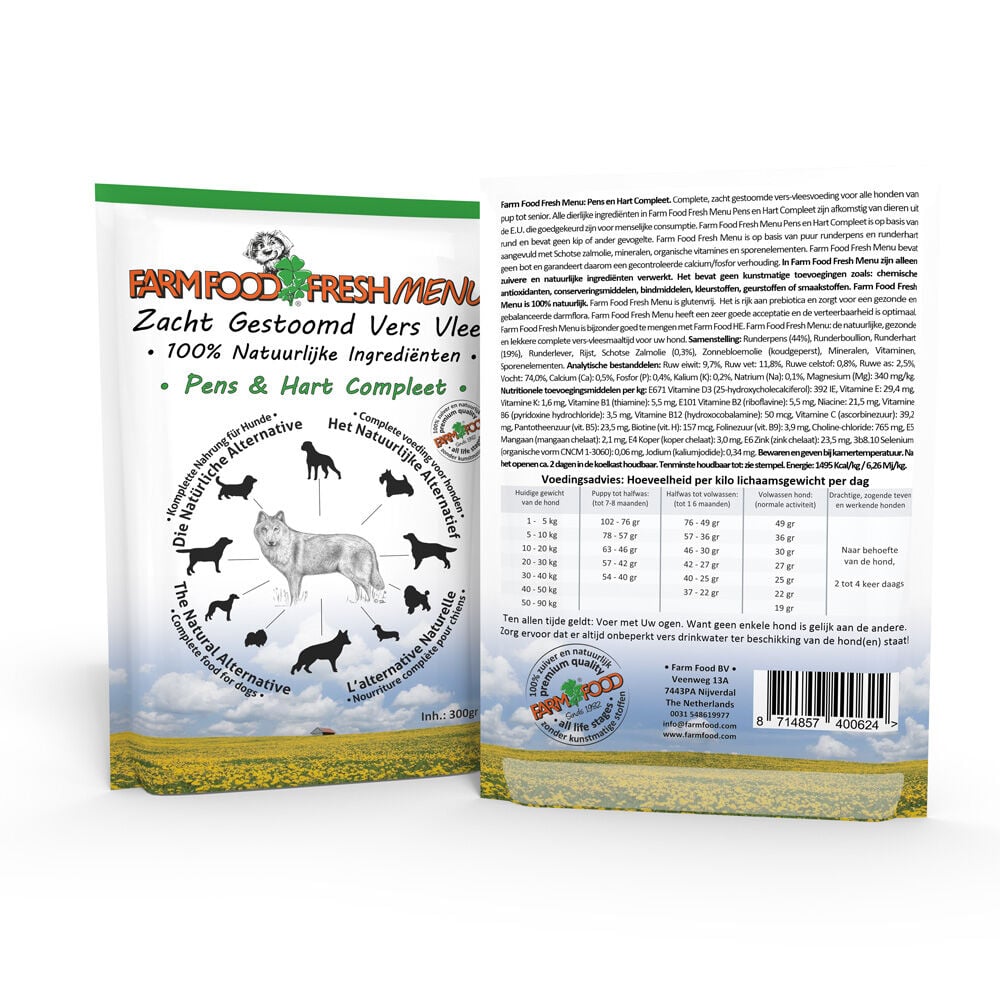 Farm Food Fresh Menu  - Hondenvoer - 300.00 - hart, pens