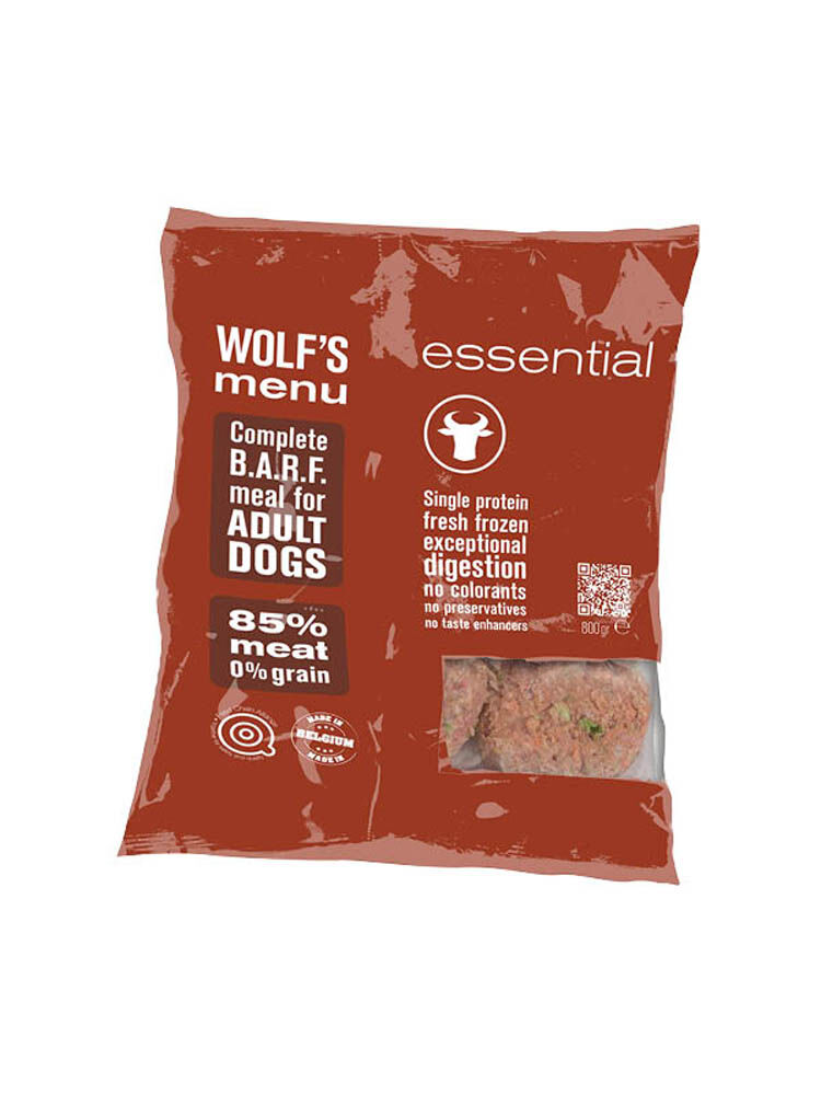 Wolf's Menu Essential - Hondenvoer - 800 - rund Wolf's Menu Essential - Hondenvoer - 800 - rund