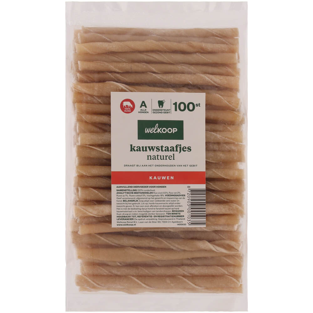 Welkoop - Kauwstaafjes Naturel - 23.00 cm - 16.00 cm - rund - 5.00 cm