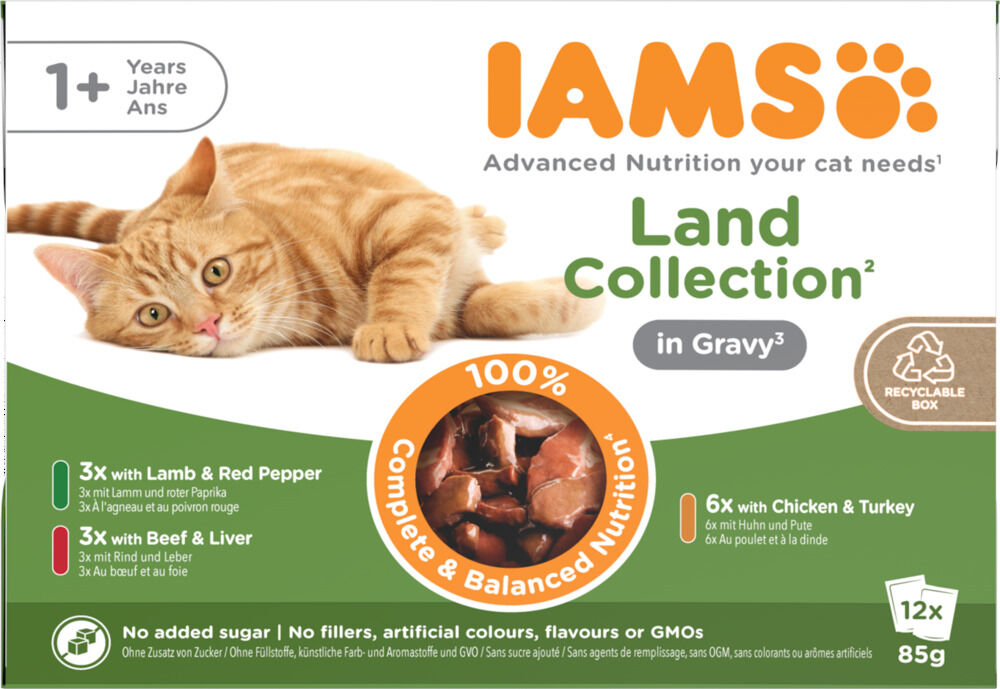 IAMS Land - Delights - 12x85 gram - Vlees - Kalkoen - 1,02 kg