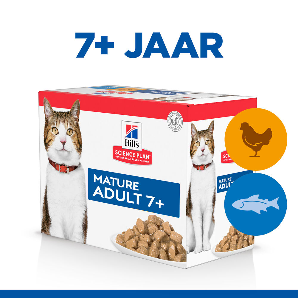 Hill's Science Plan Senior - Kattenvoer - 12x85 gram - Kip - Vis - 1,02 kg