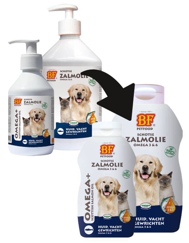 BF Petfood Zalmolie - Huid, Vacht, Gewrichten - Hond en Kat - 500 - Zalm