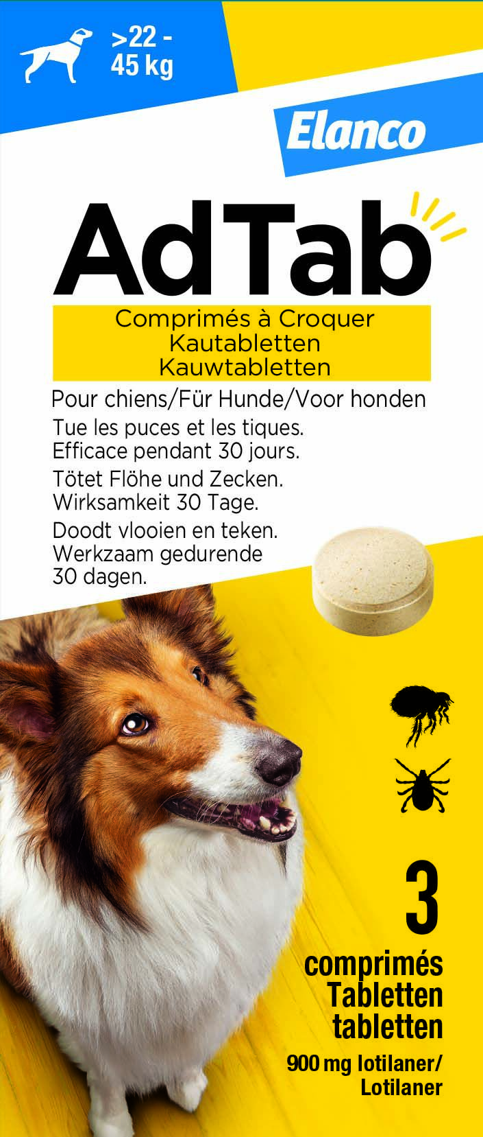 AdTab Kauwtablet - Anti Vlooien en teken - Hond AdTab Kauwtablet - Anti Vlooien en teken - Hond